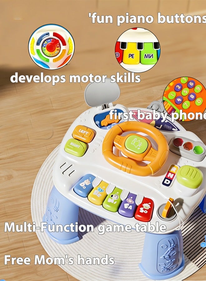 aiyingle Baby Toys (18+ Months)  Baby Activity Table, Steering Wheel Toy Sensory Toy (1-3 Years Old Toddler), Early Childhood Activity Center Children's Birthday Gift, Children's Multifunctional Educational Toy (Blue) - Image 1